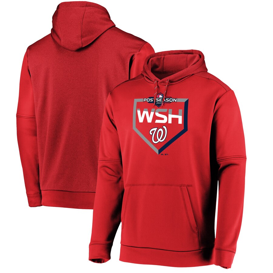 Men's Washington Nationals Red 2019 Postseason Dugout Pullover Hoodie